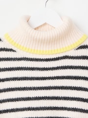 Oliver Bonas White Striped Roll Neck Knitted Jumper - Image 5 of 7