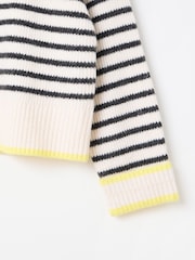 Oliver Bonas White Striped Roll Neck Knitted Jumper - Image 6 of 7