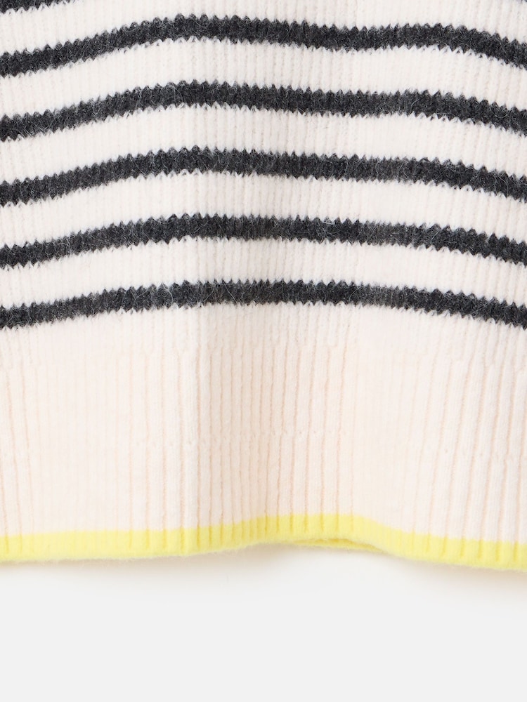 Oliver Bonas White Striped Roll Neck Knitted Jumper - Image 7 of 7 Oliver Bonas White Striped Roll Neck Knitted Jumper - Image 7 of 7