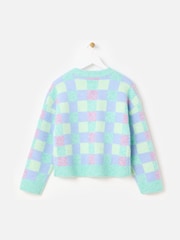 Oliver Bonas Green Checked Knitted Jumper - Image 4 of 7