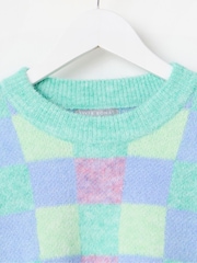 Oliver Bonas Green Checked Knitted Jumper - Image 5 of 7