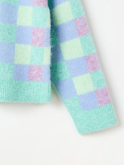 Oliver Bonas Green Checked Knitted Jumper - Image 6 of 7