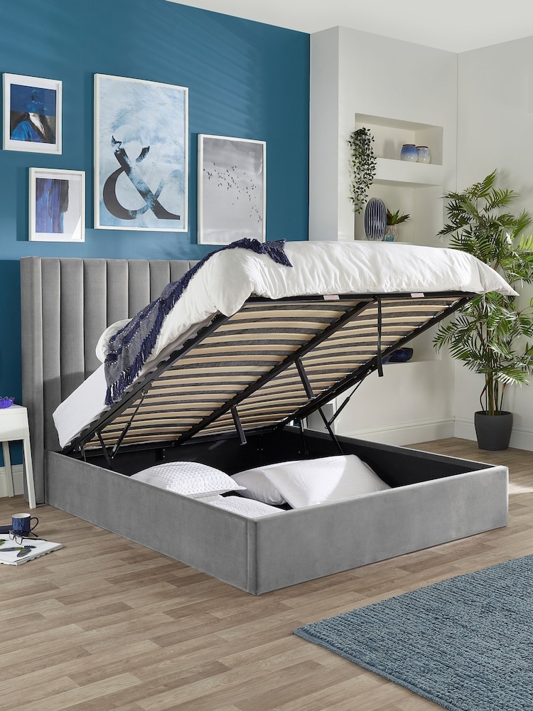 Aspire Furniture Grey Helix End Lift Ottoman Storage Bed - Image 2 of 4