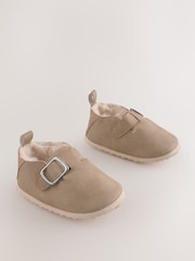 Beige Baby Faux Fur Lined Clog Shoes (0-24mths) - Image 1 of 5