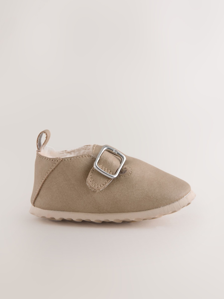 Beige Baby Faux Fur Lined Clog Shoes (0-24mths) - Image 2 of 5