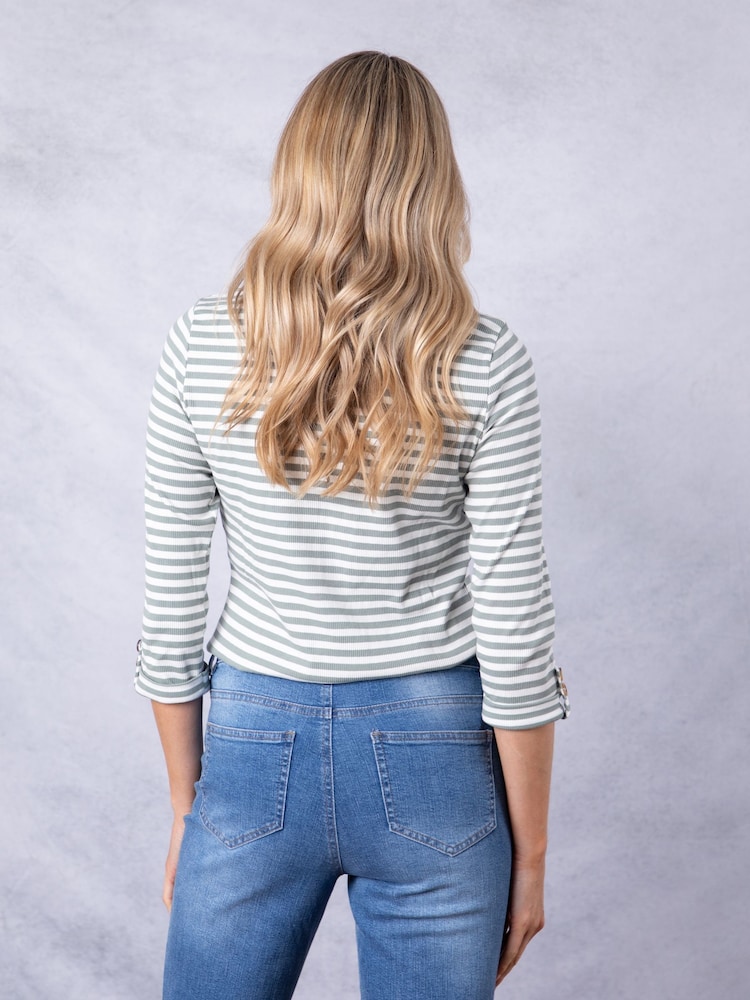 Verde - Lakeland Clothing Green 100% Cotton Belinda Striped Breton Top - Imagen 4 de 4