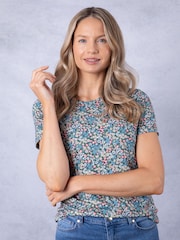 Lakeland Clothing Blue Brea Floral Print T-Shirt - Image 1 of 7