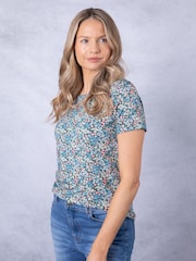 Lakeland Clothing Blue Brea Floral Print T-Shirt - Image 2 of 7