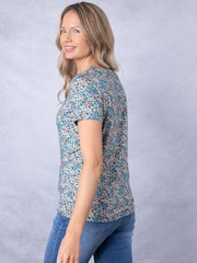 Lakeland Clothing Blue Brea Floral Print T-Shirt - Image 3 of 7