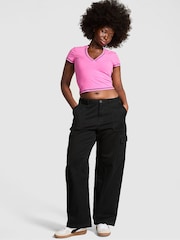 Victoria's Secret PINK Black Twill Cargo Trousers - Image 1 of 1