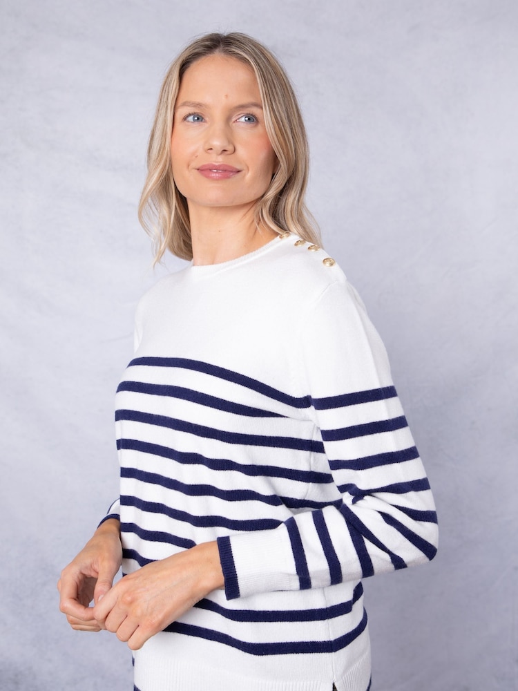 Lakeland Clothing Bonnie Striped White Jumper - Image 1 of 7