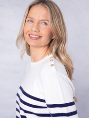 Lakeland Clothing Bonnie Striped White Jumper - Image 6 of 7