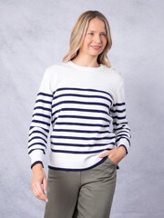 Lakeland Clothing Bonnie Striped White Jumper - Image 7 of 7