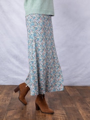 Blau - Lakeland Clothing Blue Alcot Floral Print Midi Skirt - Bild 2 von 5