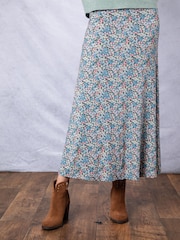 Blau - Lakeland Clothing Blue Alcot Floral Print Midi Skirt - Bild 3 von 5