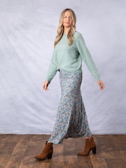 Blau - Lakeland Clothing Blue Alcot Floral Print Midi Skirt - Bild 4 von 5
