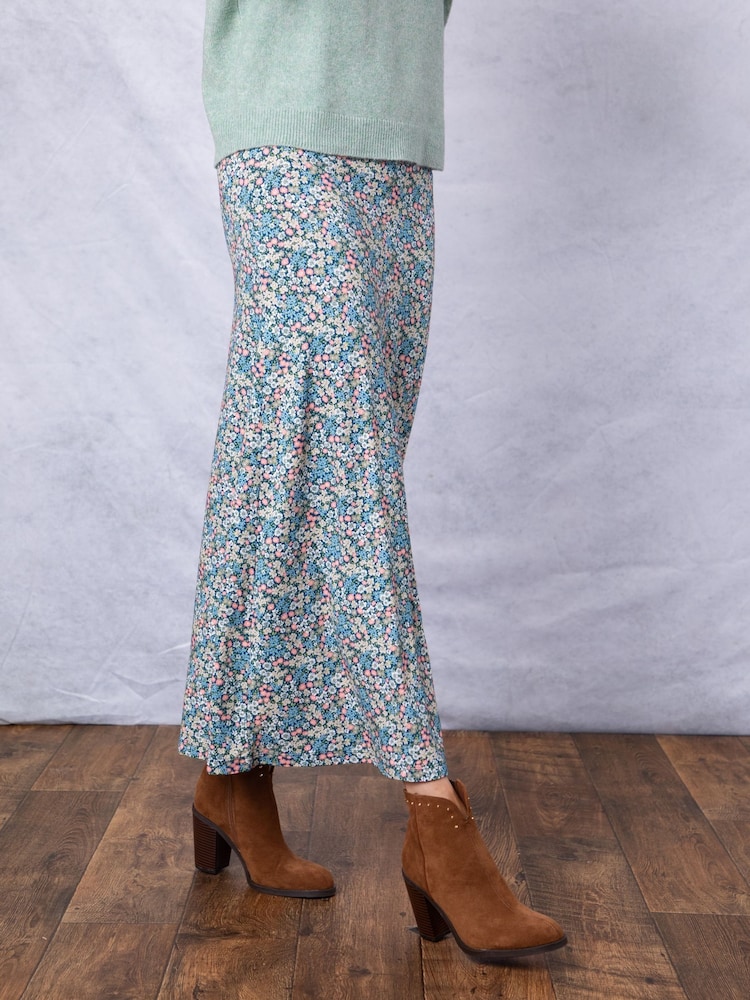 Blau - Lakeland Clothing Blue Alcot Floral Print Midi Skirt - Bild 5 von 5