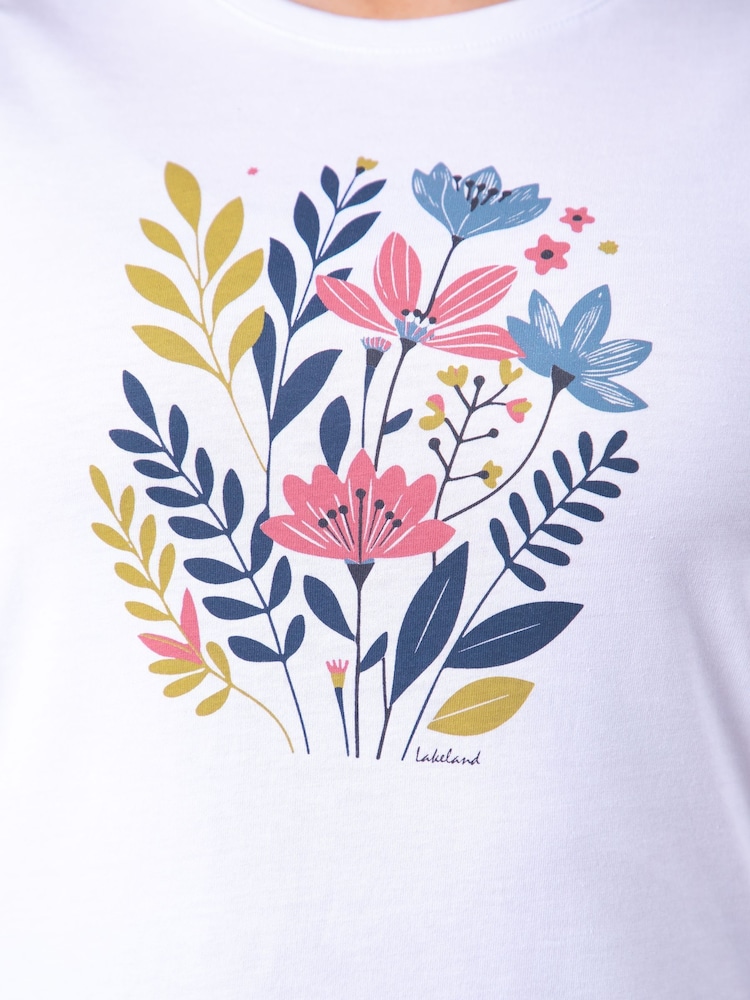 Lakeland Clothing Milly Placement Printed 100% Cotton White T-Shirt - Image 3 of 4