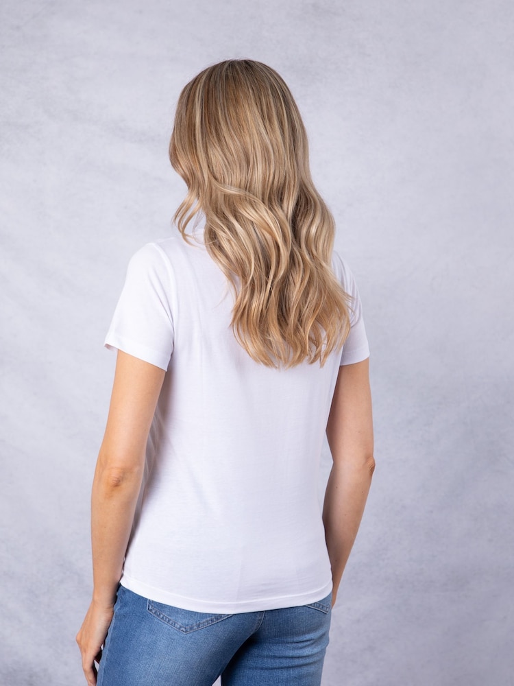 Lakeland Clothing Milly Placement Printed 100% Cotton White T-Shirt - Image 4 of 4
