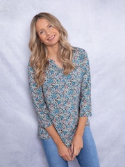 Lakeland Clothing Blue Sofie Floral Print Top - Image 1 of 4