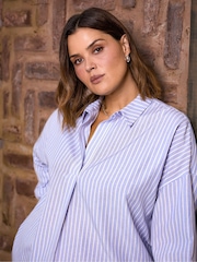 Live Unlimited Blue Curve Stripe Half Placket Shirt - Image 1 of 6