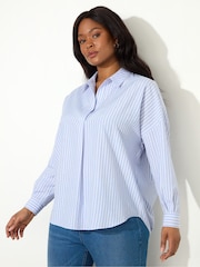 Live Unlimited Blue Curve Stripe Half Placket Shirt - Image 3 of 6