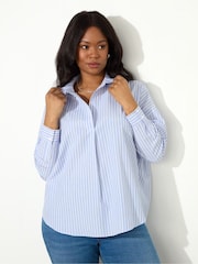 Live Unlimited Blue Curve Stripe Half Placket Shirt - Image 4 of 6
