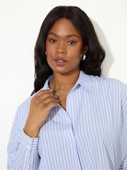 Live Unlimited Blue Curve Stripe Half Placket Shirt - Image 5 of 6