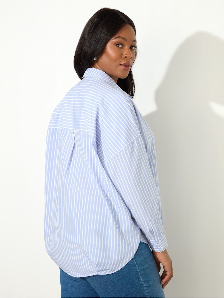 Live Unlimited Blue Curve Stripe Half Placket Shirt - Image 6 of 6