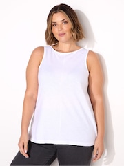 Live Unlimited White Round 100% Cotton Slub Neck Vest - Image 1 of 4