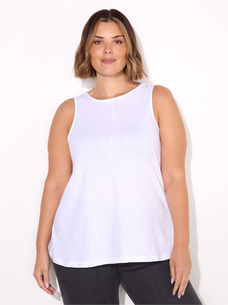 Live Unlimited White Round 100% Cotton Slub Neck Vest - Image 2 of 4