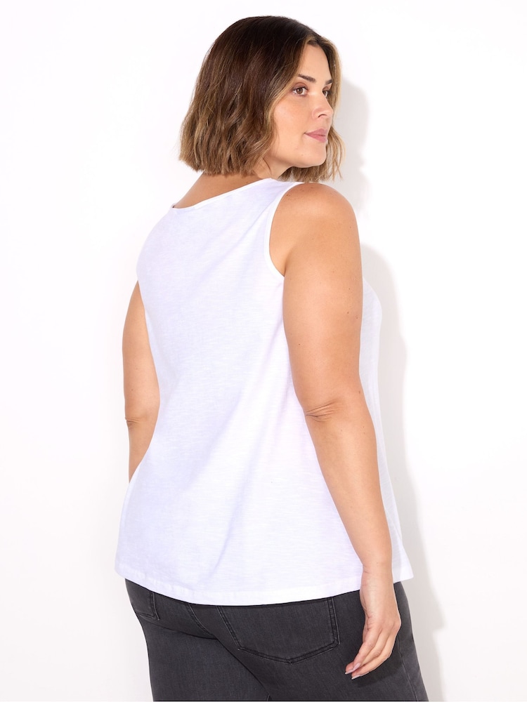 Live Unlimited White Round 100% Cotton Slub Neck Vest - Image 4 of 4