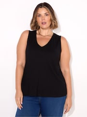 Live Unlimited Black 100% Cotton Slub V-Neck Vest - Image 2 of 4