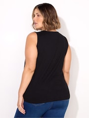 Live Unlimited Black 100% Cotton Slub V-Neck Vest - Image 4 of 4