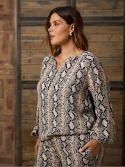 Live Unlimited Snake Print Button Front Blouse - Image 3 of 7