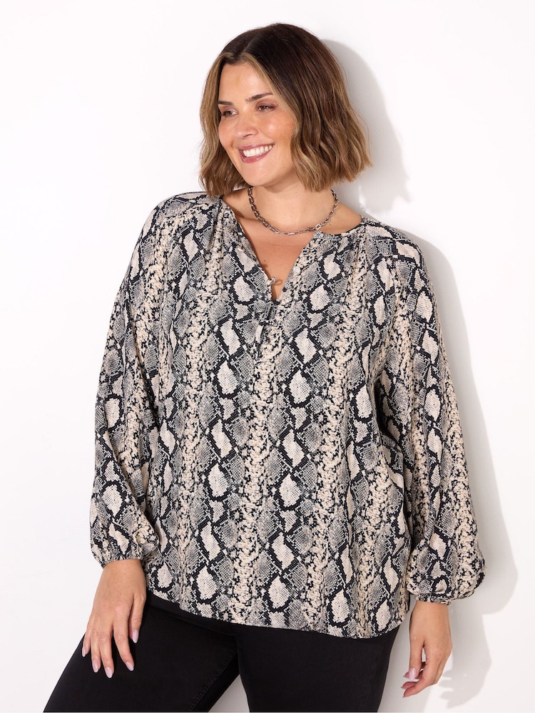 Live Unlimited Snake Print Button Front Blouse - Image 4 of 7