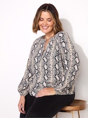 Live Unlimited Snake Print Button Front Blouse - Image 5 of 7