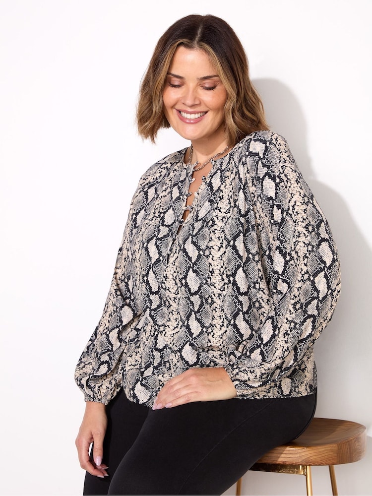 Live Unlimited Snake Print Button Front Blouse - Image 5 of 7
