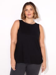 Live Unlimited Black Round 100% Cotton Slub Neck Vest - Image 1 of 3
