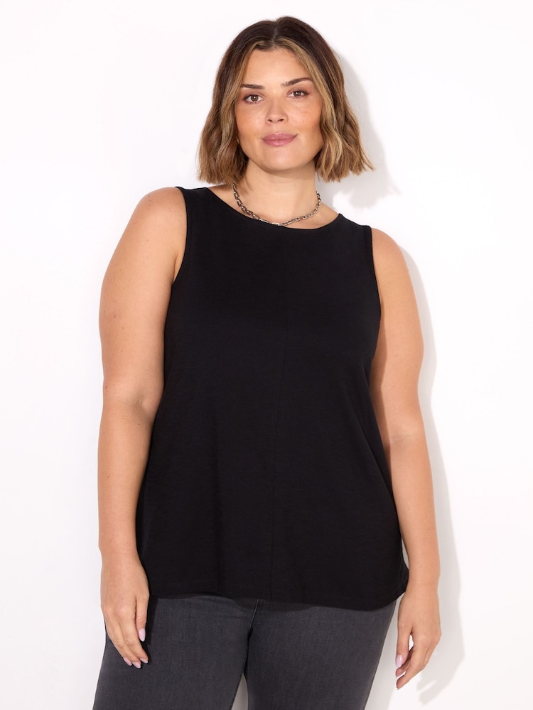 Live Unlimited Black Round 100% Cotton Slub Neck Vest - Image 1 of 3