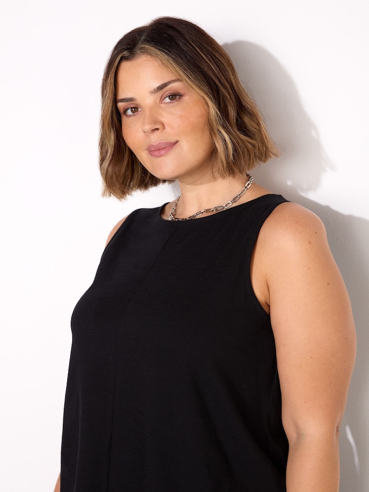 Live Unlimited Black Round 100% Cotton Slub Neck Vest - Image 2 of 3