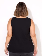 Live Unlimited Black Round 100% Cotton Slub Neck Vest - Image 3 of 3