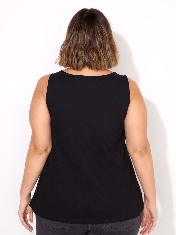 Live Unlimited Black Round 100% Cotton Slub Neck Vest - Image 3 of 3 Live Unlimited Black Round 100% Cotton Slub Neck Vest - Image 3 of 3