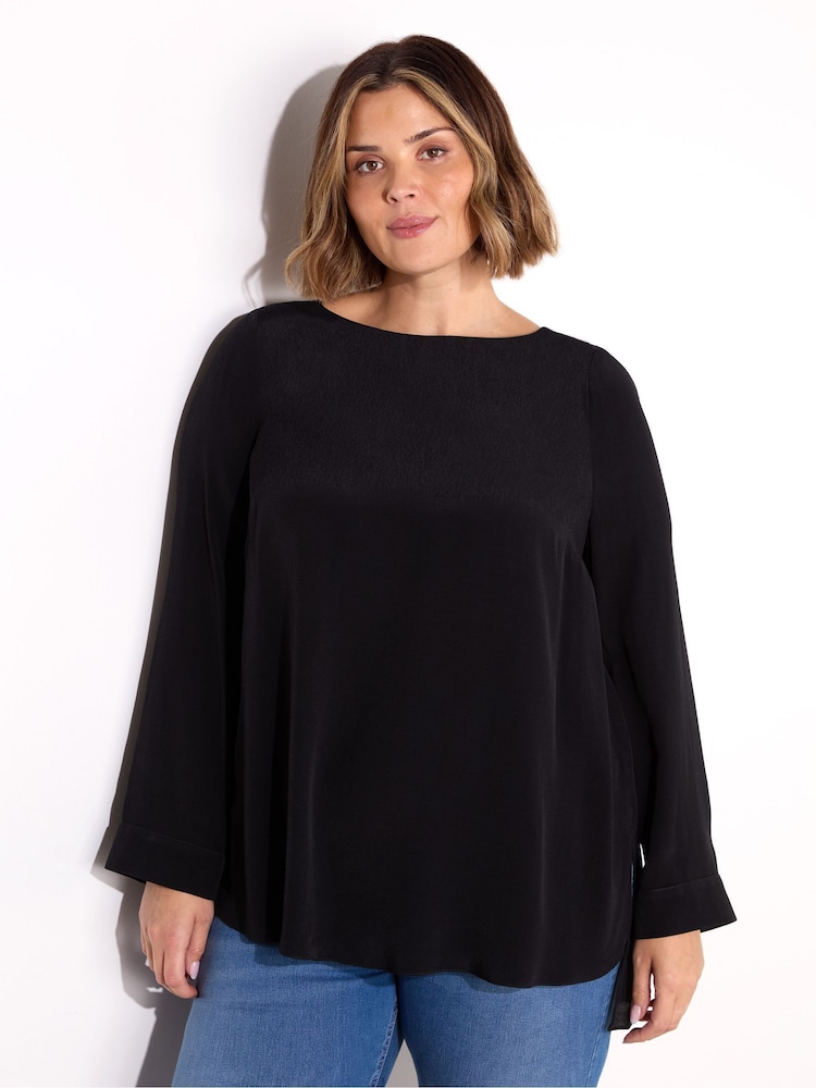Live Unlimited Black Stepped Hem Tunic - Image 1 of 3 Live Unlimited Black Stepped Hem Tunic - Image 1 of 3