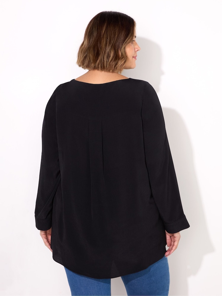 Live Unlimited Black Stepped Hem Tunic - Image 2 of 3 Live Unlimited Black Stepped Hem Tunic - Image 2 of 3