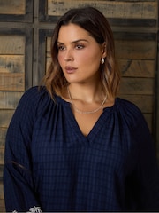 Live Unlimited Curve Blue Embroidered Sleeve Top - Image 2 of 5