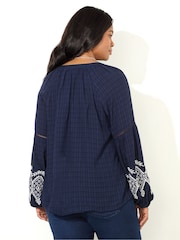 Live Unlimited Curve Blue Embroidered Sleeve Top - Image 4 of 5