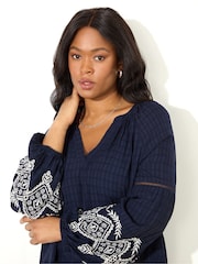 Live Unlimited Curve Blue Embroidered Sleeve Top - Image 5 of 5