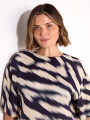 Live Unlimited Blue Animal Print Elevated Woven T-Shirt - Image 3 of 4