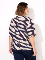Live Unlimited Blue Animal Print Elevated Woven T-Shirt - Image 4 of 4